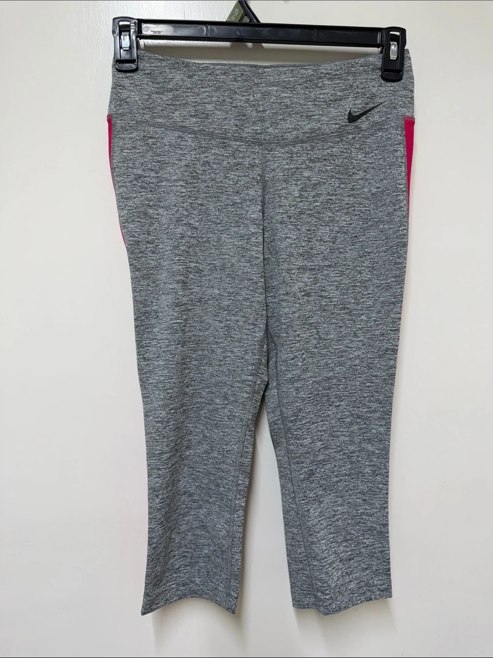 Nike Girls' Gray Capri Leggings with Pink Side Panels - Youth